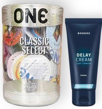 Набор из 100 шт ONE Classic Select +Boners Delay Cream SOS9008 фото