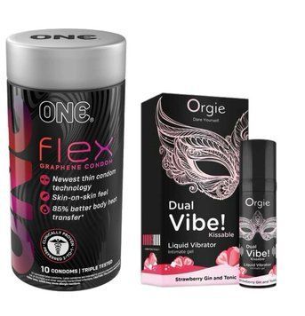 ONE Flex 10 шт+ Жидкий вибратор Orgie Dual Vibe! Strawberry Gin & Tonic, 15 мл SOS6434 фото