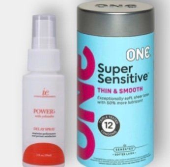 ONE Super Sensitive 12 шт - Пролонгатор Doc Johnson Power Delay Spray 59 мл) SOS6286 фото