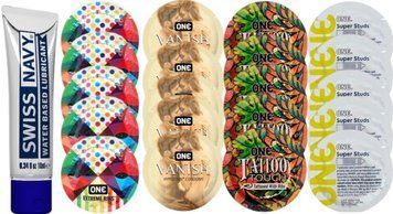 Набор из Swiss Navy Water-Based 10 мл + ONERibs + ONE Vanish + ONETattoo + ONE Studs SOS8501 фото