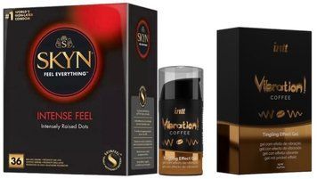 Набор из SKYN Intense Feel (36 шт) + Жидкий вибратор Intt Vibration Coffee (15 мл) SOS9812 фото