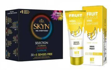 Набір : Skyn Selection 30 шт + 5 of 5 Senses (35 шт) та Лубрикант OLO SWEET SECRET с ароматом банана 120ml SOS51 фото