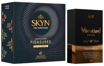 Набір з SKYN Pleasures (42 шт) + Рідкий вібратор Intt Vibration Coffee (15 мл) SOS10012 фото