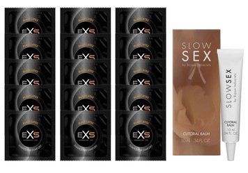 Комплект EXS Black Latex 15 шт + Bijoux Indiscrets Slow Sex Clitoral Balm SOS14673 фото