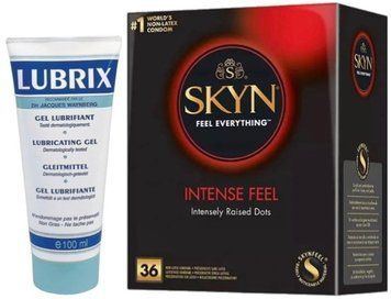 Набор из Лубрикант на водной основе Lubrix (100 мл) + Skyn Intense feel 36 шт SOS8798 фото