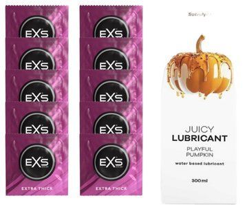 Набор: EXS Extra Thick 10 шт. + Лубрикант Satisfyer Playful Pumpkin 300 мл SOS11169 фото
