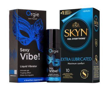SKYN Extra Lube &ndash; 10 шт и Жидкий ORGIE SEXY VIBE для чувствительных, 15 мл SOS823 фото