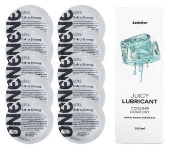 Комплект ONE Extra strong 10 шт. + Лубрикант Satisfyer Juicy Lubricant Cooling Comfort (300 мл) SOS12260 фото
