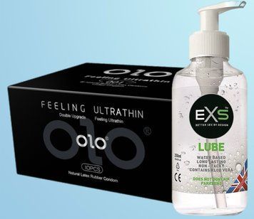 Набор OLO - ультратонкий -001 (10 штук) + Лубрикант EXS Aloe 250 мл SOS4498 фото
