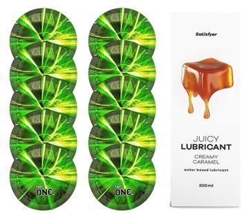 Комплект One Glowing 10 шт. + Лубрикант Satisfyer Juicy Lubricant Creamy Caramel (300 мл) SOS12210 фото