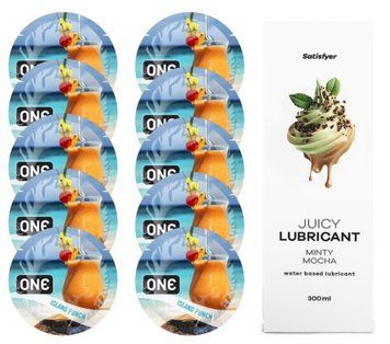 Набор One Island Punch 10 шт. + Лубрикант Satisfyer Minty Mocha 300 мл SOS12410 фото