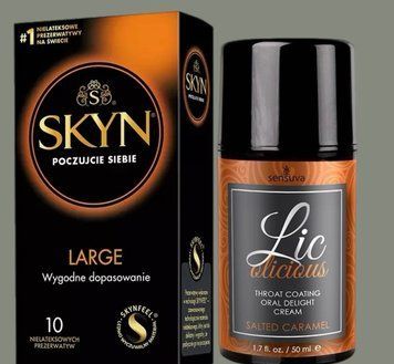 Комплект SKYN Large 10 шт + Гель Sensuva - Lic-o-licious Salted Caramel (50 мл) SOS5562 фото