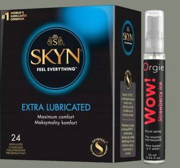 Набор SKYN Extra Lube 24 шт. + Спрей WOW! STRAWBERRY ICE, 10 мл ORGIE SOS5853 фото