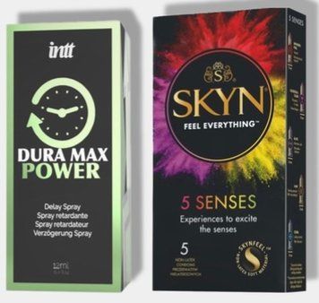 SKYN 5 Senses 5 шт + Пролонгатор Intt Dura Max Power (12 мл) SOS5803 фото