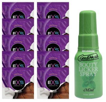 Комплект EXS Chocolate 10 шт + Doc Johnson GoodHead Booty Licker Spray Mint (29 мл) SOS14131 фото