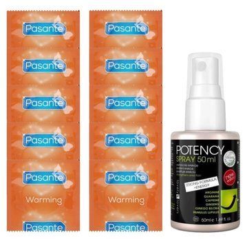 Комплект Pasante Warming 10 шт + Lovely Lovers Potency Spray (50 мл)  SOS14382 фото