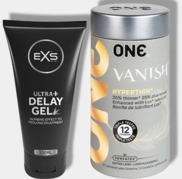 ONE Vanish Hyperthin 12 шт - Пролонгатор EXS Delay Gel Ultra+ 100ml SOS6036 фото