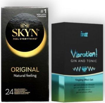 SKYN ORIGINAL 24 шт + Intt Vibration Gin Tonic (15 мл) SOS6877 фото