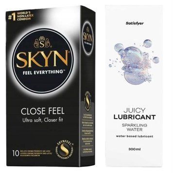 Набор Лубрикант Satisfyer Sparkling Water 300мл + SKYN Close Feel 10 шт. SOS12712 фото