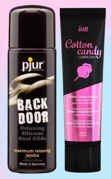 Набор лубрикантов pjur backdoor anal Relaxing jojoba silicone 30 мл + Intt Cotton Candy (100 мл) LB725 фото
