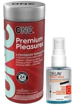 Набір з 24 шт ONE Premium Pleasures + Пролонгатор LOVELY LOVERS DELAY SPRAY 50 ML SOS9370 фото