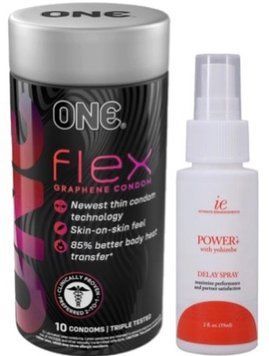 Набор из 10 шт ONE Flex графен + Пролонгатор Doc Johnson Power+ с Yohimbe Delay Spray For Men (59 мл) SOS9293 фото