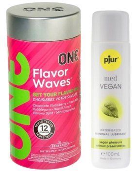 Комплект ONE Flavor Waves 12 штук + Pjur MED Vegan Glide 100 мл SOS12983 фото
