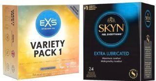 Набор с SKYN Extra Lube 24 шт + EXS Mixed Variety Pack 1, 48 штук SOS7957 фото