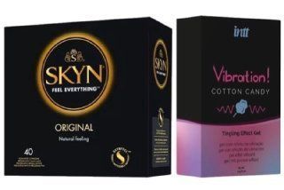 SKYN ORIGINAL 40 шт + Intt Vibration Cotton Candy (15 мл) SOS7079 фото
