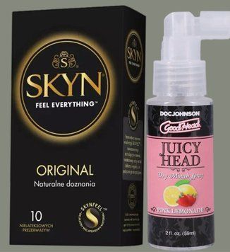 Комплект SKYN Original 10 шт + Спрей Doc Johnson GoodHead &ndash; Juicy Head Dry Mouth Spray &ndash; Pink Lemonade 59 мл SOS5821 фото