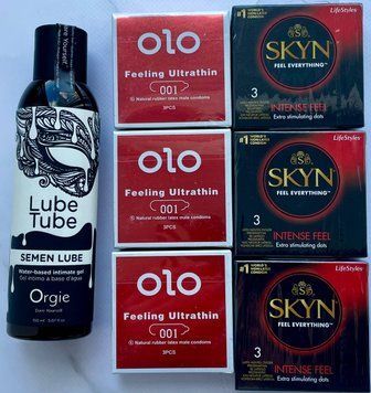 Набір 18 шт OLO збуджуючі 001 + Skyn Intense Feel + Лубрикант SEMEN LUBE 150 мл Orgie SOS3816 фото