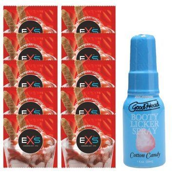 EXS STRAWBERRY SUNDAE 10 шт + Doc Johnson Booty Licker Spray &ndash; Cotton Candy (29 мл) SOS14074 фото