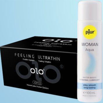 Набор OLO - ультратонкие -001 (10 штук) + Лубрикант pjur Woman Aqua 100 мл  SOS4516 фото