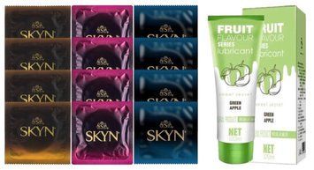Комплект: Лубрикант OLO со вкусом яблока (120 мл) + 8 шт. SKYN + 4 шт. SKYN Extra Lube SOS10754 фото
