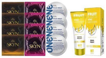 Комплект: Лубрикант OLO Banana (120 мл) + 8 шт. SKYN + 4 шт. ONE Classic Select SOS10506 фото