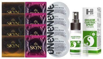 Комплект: Пролонгатор SHS Orgasm Control Spray 15 мл + 8 шт. SKYN + 4 шт. ONE Extra Strong SOS10898 фото