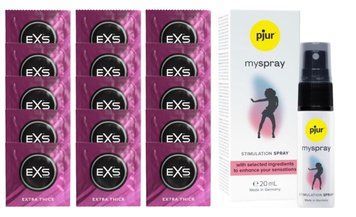 Комплект EXS Extra Thick 15 шт + pjur My Spray, 20 мл SOS14680 фото