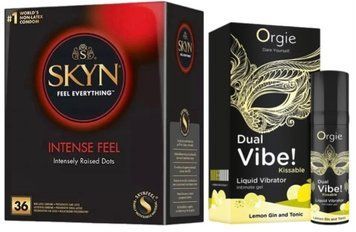 Набор из SKYN Intense Feel (36 шт) + Жидкий вибратор Orgie Dual Vibe! Lemon Gin And Tonic Kissable Liquid Vibrator (15 мл) SOS9830 фото