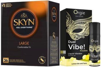 Набір з SKYN Large (36 шт) + Рідкий вібратор Orgie Dual Vibe! Lemon Gin And Tonic Kissable Liquid Vibrator (15 мл)  SOS9930 фото