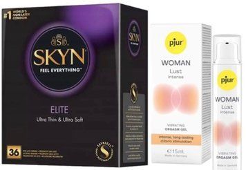 Набір з SKYN Elite 36 шт + Рідкий вібратор pjur Woman Lust Intense (15 мл) SOS10226 фото