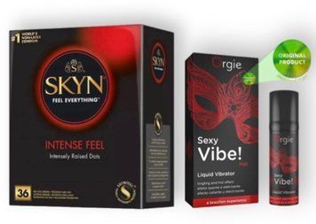 Skyn Intense feel 36 штук + SEXY VIBE, 15 мл вібрація + зігріваючий ефект ORGIE SOS6795 фото