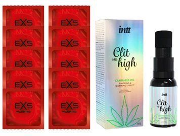 Комплект EXS Warming 10 шт + Intt Clit Me On High Cannabis Oil 15 МЛ  SOS14300 фото