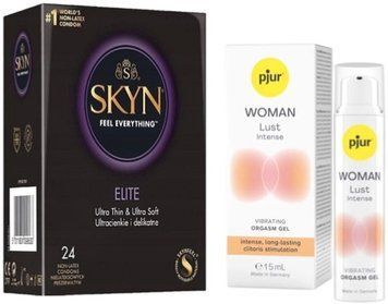 Набір з SKYN Elite (24 шт) + Рідкий вібратор pjur Woman Lust Intense (15 мл)  SOS10126 фото