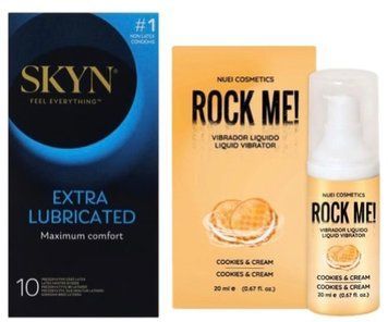 Набор SKYN Extra Lube (10 шт) + Жидкий вибратор ROCK ME! Cookie & Cream (20 мл) от Nuei SOS10176 фото