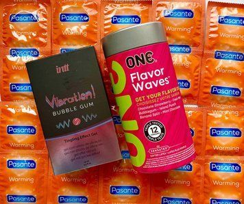 Набір 24 шт ONE Flavor Waves - Pasante Warming + Рідкий вібратор Intt Vibration Bubble Gum (15 мл) SOS1564 фото
