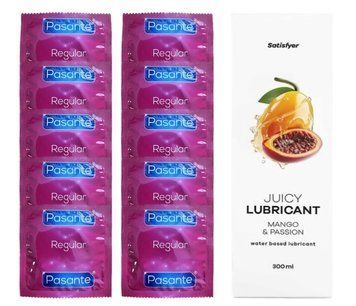 Комплект Pasante Regular 10 шт. + Лубрикант Satisfyer Juicy Lubricant Mango & Passion (300 мл) SOS12128 фото