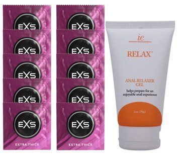 Комплект EXS Extra Thick 10 шт + Doc Johnson RELAX Anal Relaxer (56 г) SOS14149 фото