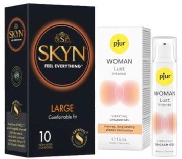 Набір з 10 шт SKYN Large + Рідкий вібратор pjur Woman Lust Intense 15 мл SOS10326 фото