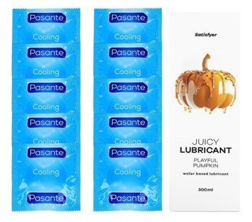 Комплект Pasante Cooling 10шт. + Лубрикант Satisfyer Juicy Lubricant Playful Pumpkin 300 мл SOS11579 фото