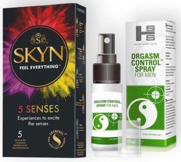 Набор из SKYN 5 Senses + СПРЕЙ-ПРОЛОНГАТОР SEXUAL HEALTH SERIES ORGASM CONTROL SPRAY, 15 МЛ SOS8826 фото